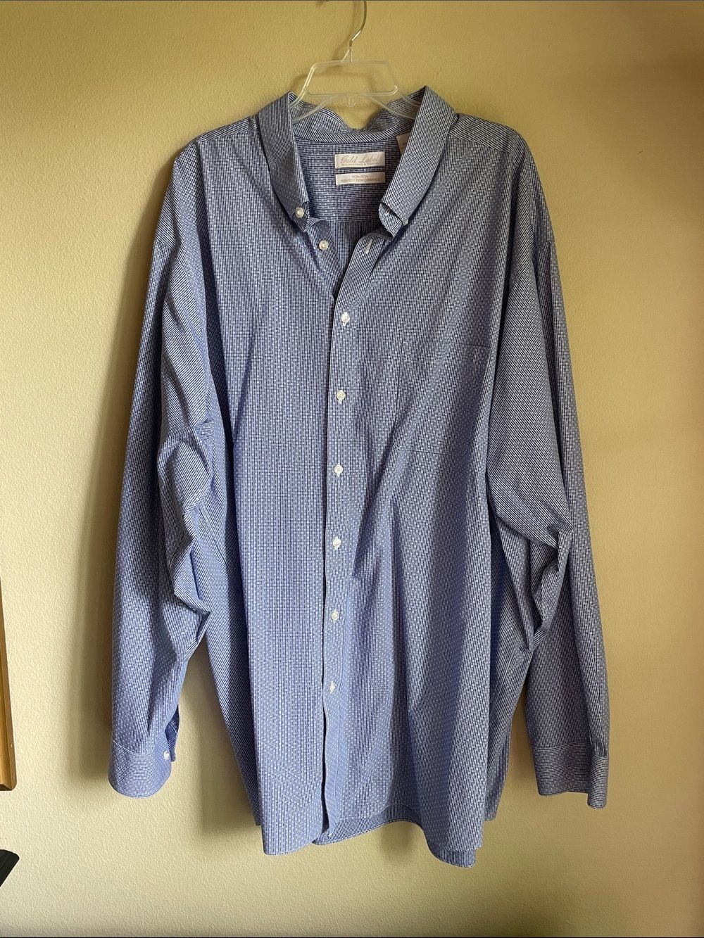 Men’s dress shirt button down Light Blue Microdot Button-Up Dress Shirt 4XT
